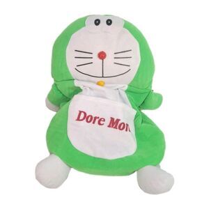 Marc Doremon Knockoff Green Cat Soft Plush Backpack 18" Cartoon Character Bag
